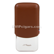 St Dupont Metal Base Cigar Case - Brown- 3 Cigare
