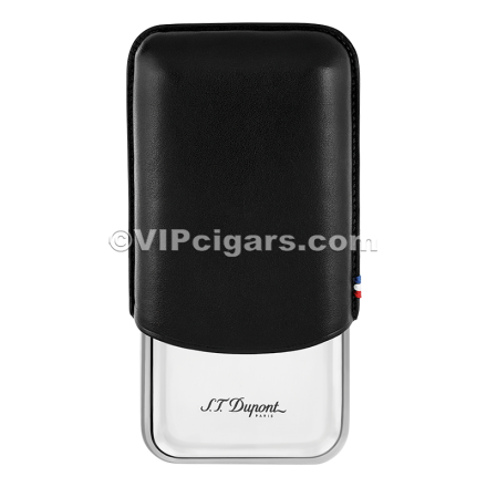 St Dupont Metal Base Cigar Case - Black - 3 Cigare