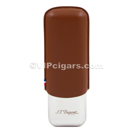 St Dupont Metal Base Cigar Case - Brown- 2 Cigare