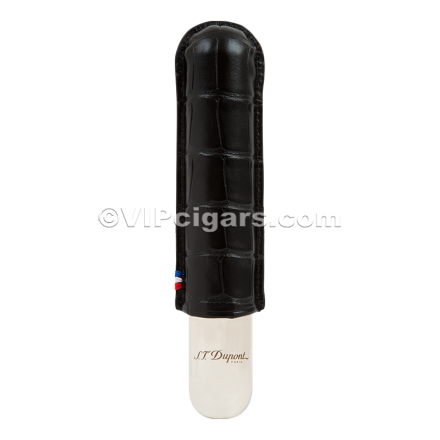 St Dupont Metal Base Cigar Case - Croco Black - 1 Cigare