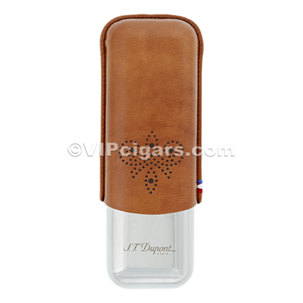 St Dupont Metal Base Cigar Case - Derby Brown - 2 Cigare