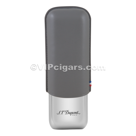 St Dupont Metal Base Cigar Case - Grey - 2 Cigare