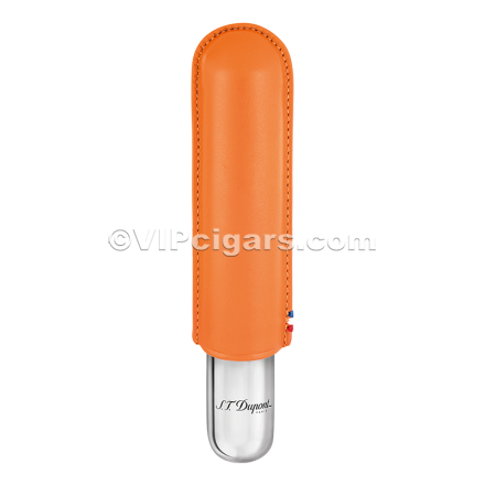 St Dupont Metal Base Cigar Case - Orange- 1 Cigare