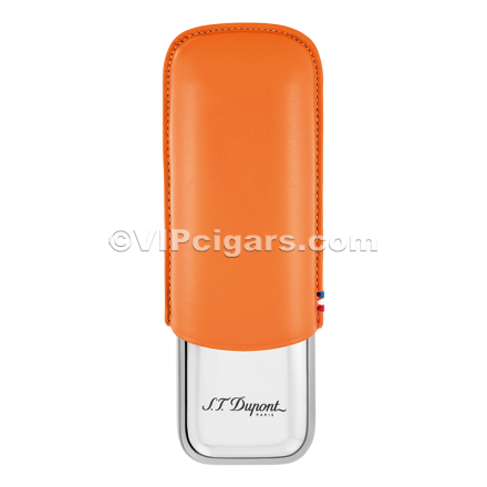 St Dupont Metal Base Cigar Case - Orange- 2 Cigare