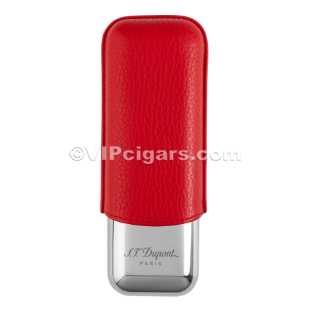 St Dupont Metal Base Cigar Case - Red Gr - 2 Cigare