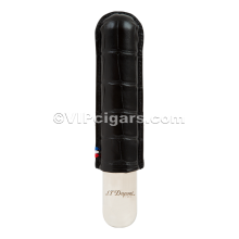 St Dupont Metal Base Cigar Case - Croco Black - 1 Cigare