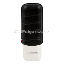 St Dupont Metal Base Cigar Case - Croco Black - 2 Cigare