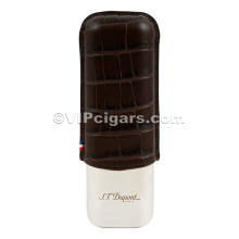 St Dupont Metal Base Cigar Case - Croco Brown - 2 Cigare