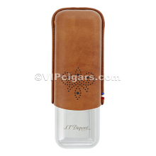 St Dupont Metal Base Cigar Case - Derby Brown - 2 Cigare