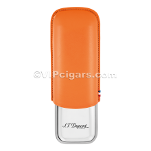 St Dupont Metal Base Cigar Case - Orange- 2 Cigare