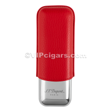 St Dupont Metal Base Cigar Case - Red Gr - 2 Cigare