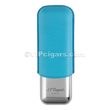 St Dupont Metal Base Cigar Case - Turquoise Gr - 2 Cigare